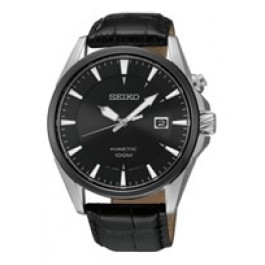 Horlogeband Seiko 5M62-0DB0 / SKA569P2 / L00F014J0 Leder Zwart 22mm